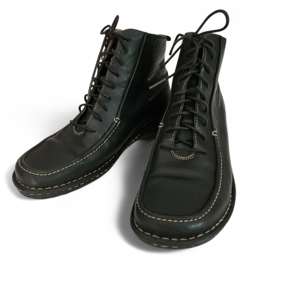 ROCKPORT Black Leather Ankle Boots Lace Up size 6.5 - Picture 1 of 11